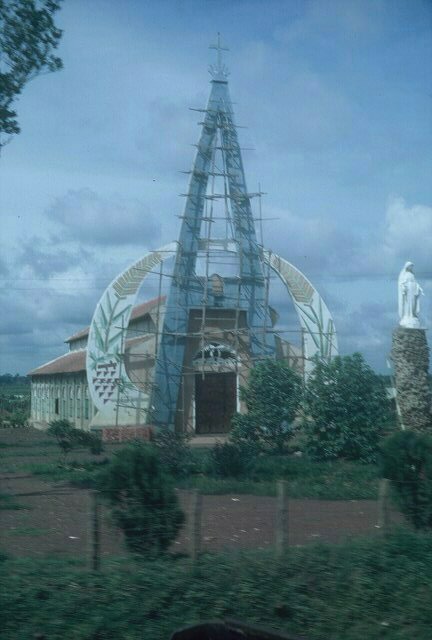 The scaffolding was erected in order to paint the huge "A" frame. 