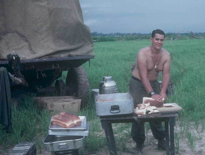 No Matter Where We Went, We Still Had To Prepare The Meals, Even In The Middle Of A Rice Paddy.
