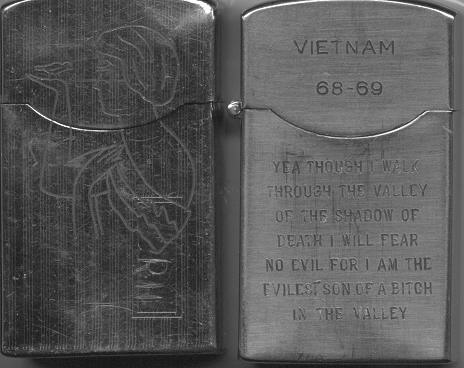 "I Will Fear No Evil" cigarette lighter - Vietnam 1968.